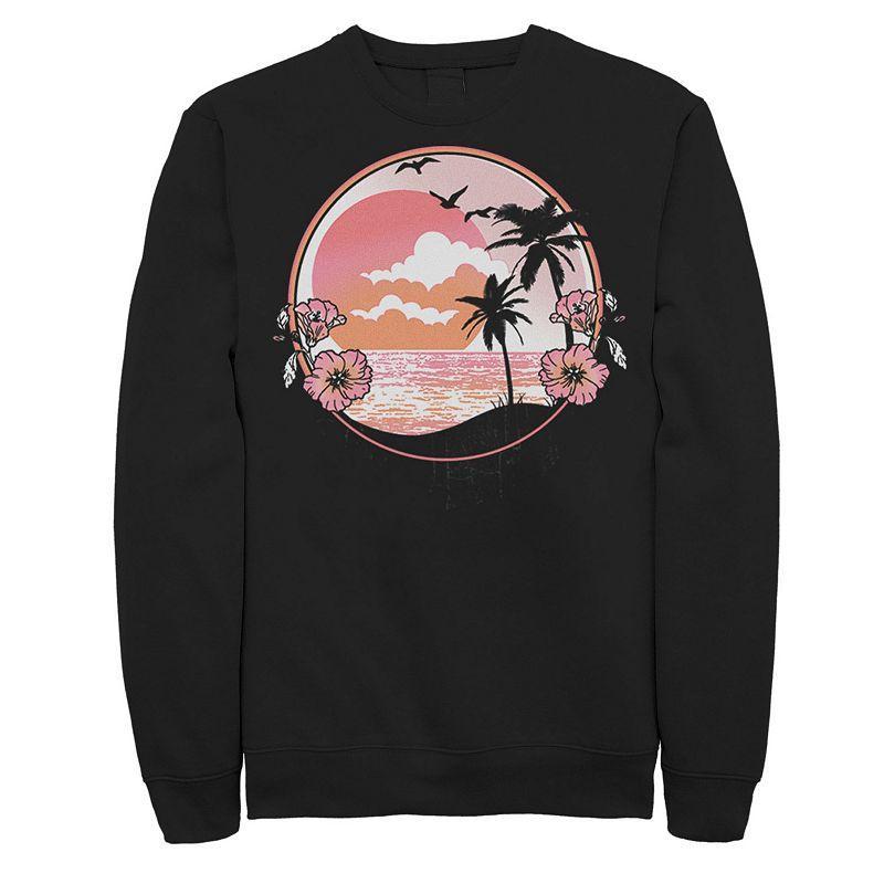 Mens Pink Retro Beach Scenery Sweatshirt Product Image