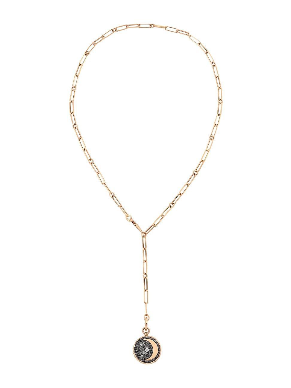 Womens 18K Yellow Gold & Diamond Moon & Star Lariat Necklace Product Image