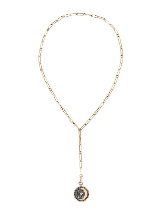 Womens 18K Yellow Gold & Diamond Moon & Star Lariat Necklace Product Image