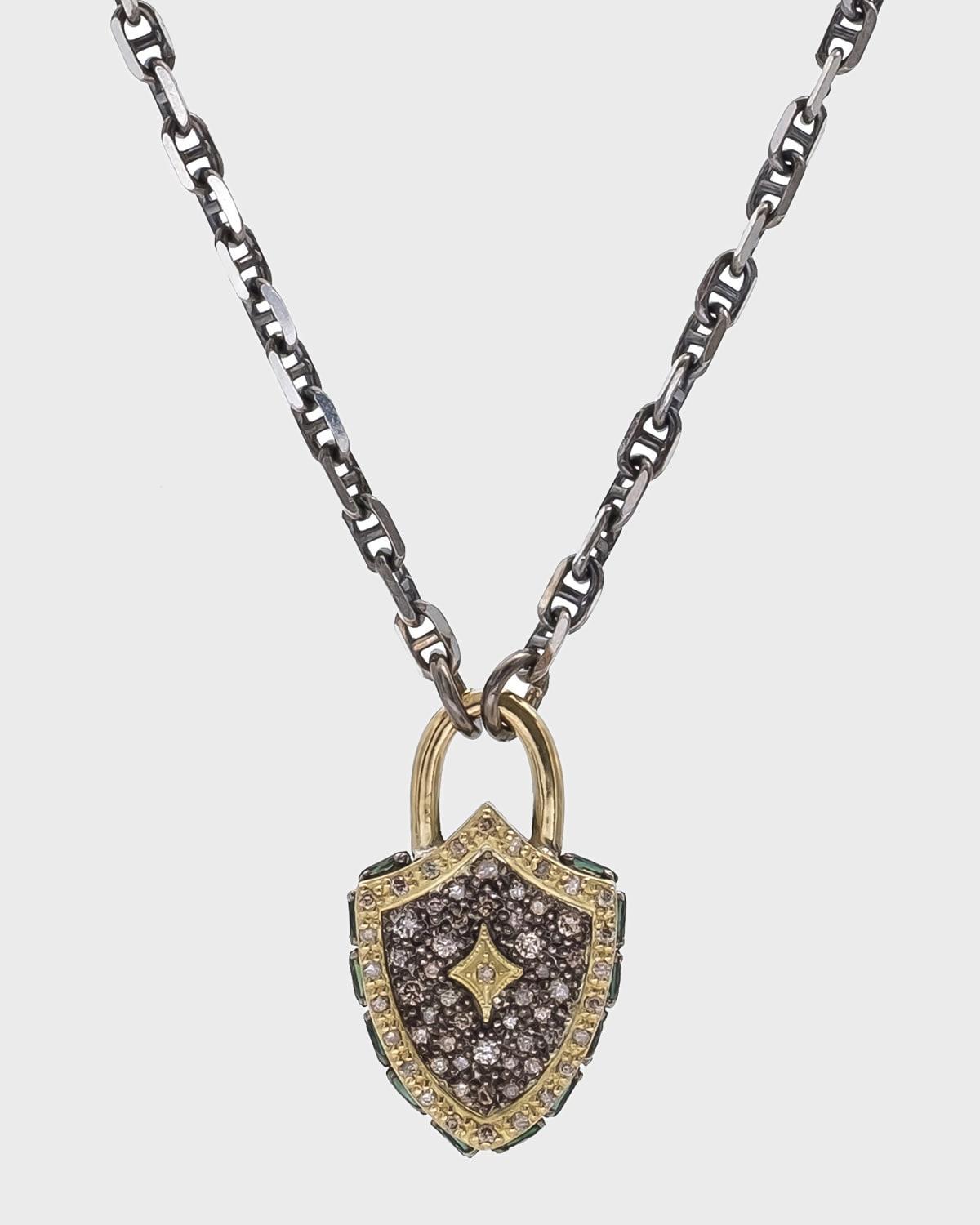 Old World Diamond Shield Pendant Necklace Product Image