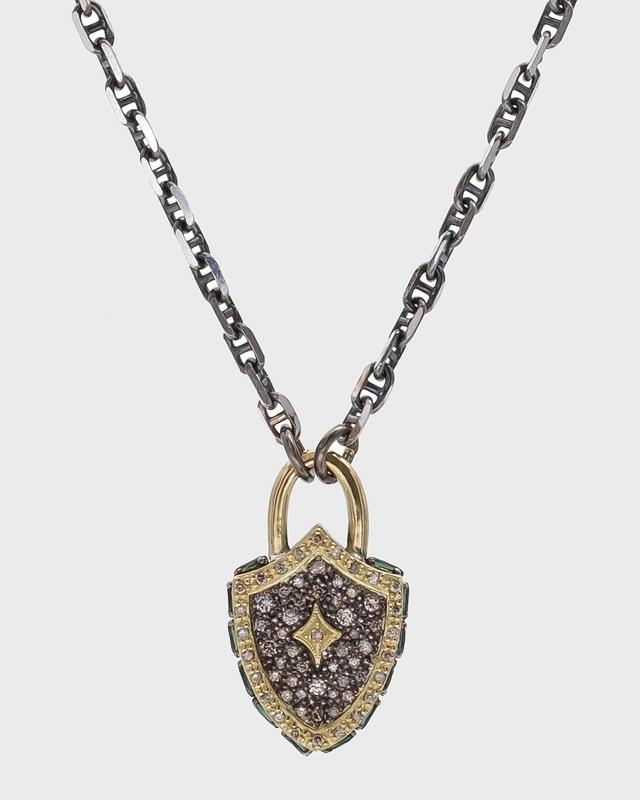 Old World Diamond Shield Pendant Necklace Product Image