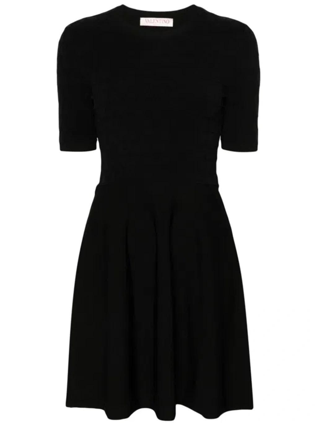 Jacquard-knit Mini Dress In Black Product Image