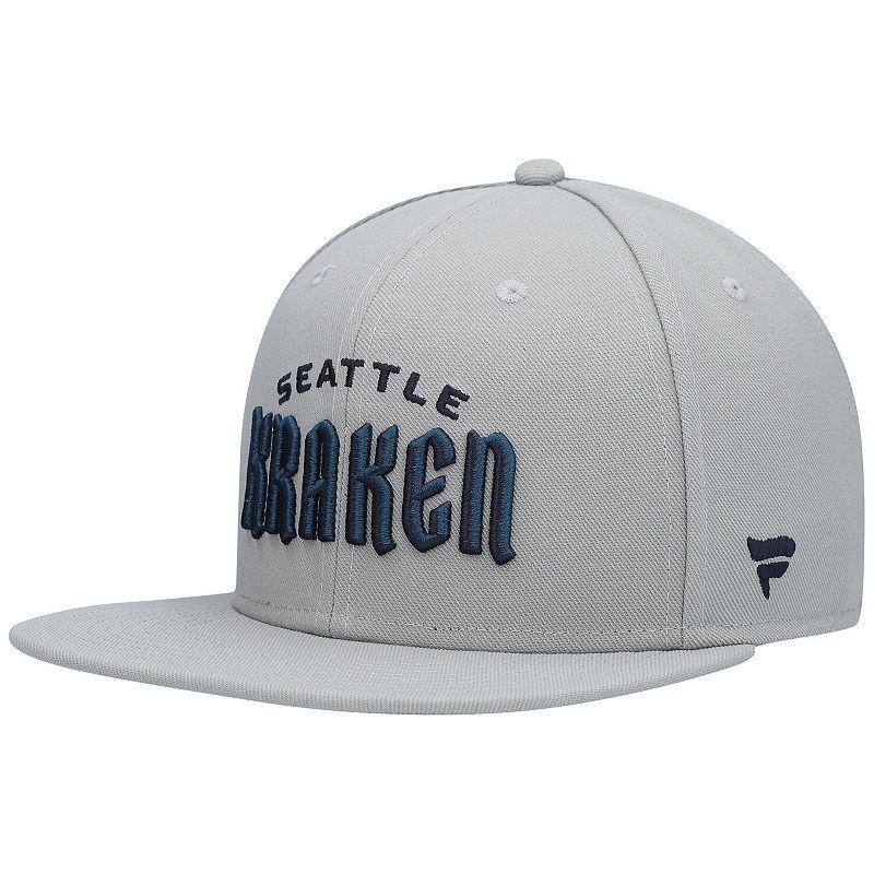 Mens Fanatics Branded Gray Seattle Kraken Wordmark Logo Snapback Hat Product Image