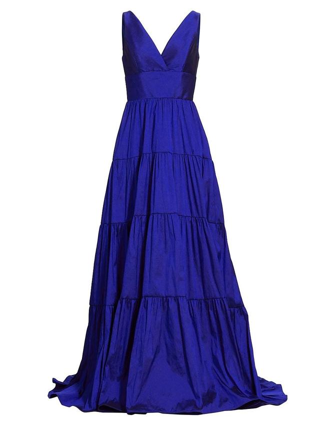 Womens Taffeta V-Neck Tiered Gown Product Image