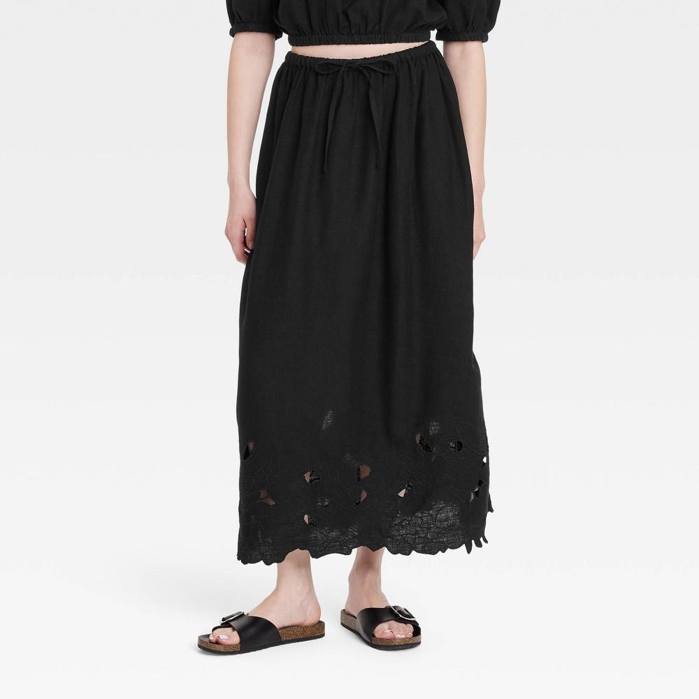 Womens Openwork A-Line Maxi Skirt - Universal Thread Black L Product Image