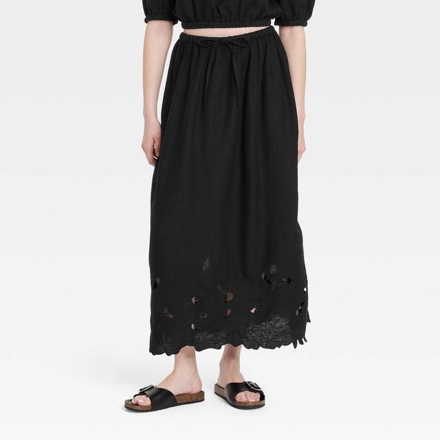 Womens Openwork A-Line Maxi Skirt - Universal Thread Black Product Image