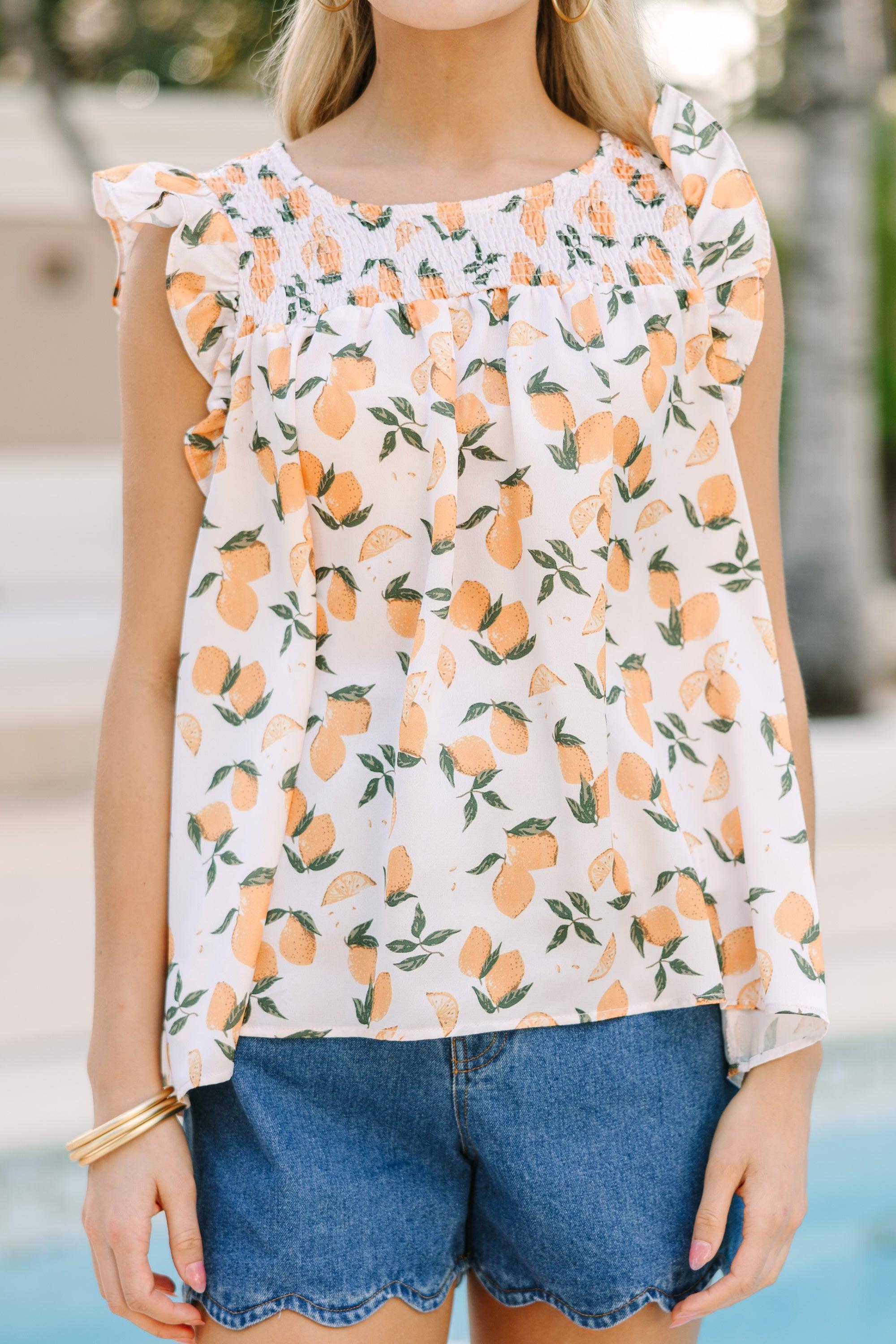 Meet You There Off White Lemon Print Blouse Female product image