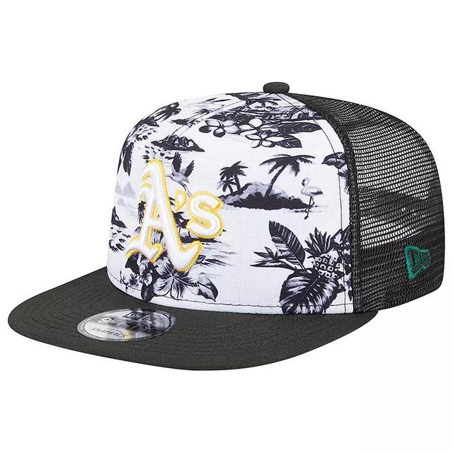 Mens New Era White Oakland Athletics Vacay 2.0 A-Frame Trucker 9FIFTY Snapback Hat - White Product Image