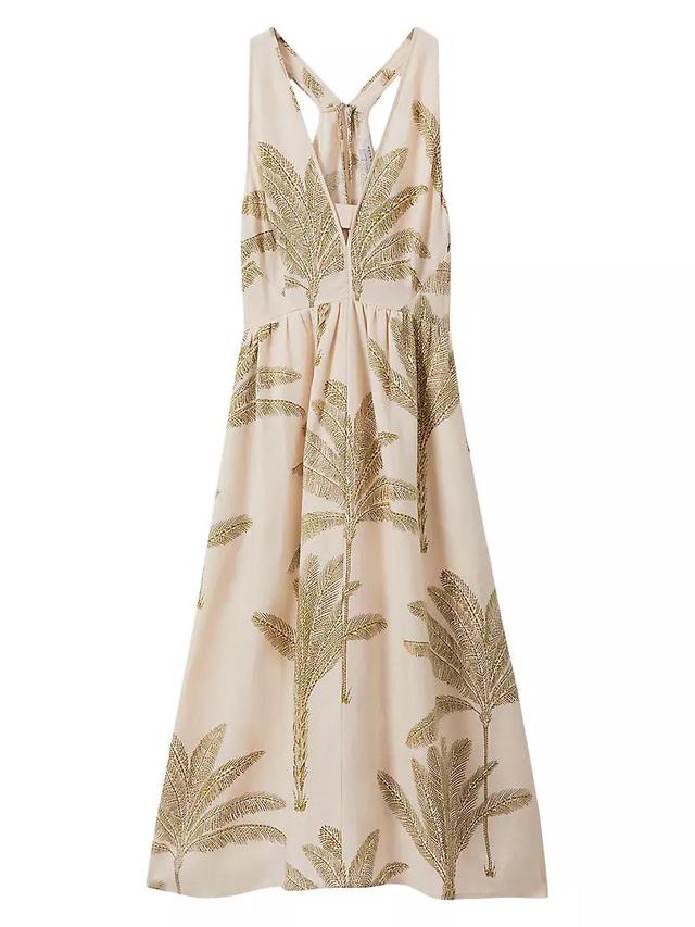 Anna Linen Palm Midi-Dress Product Image