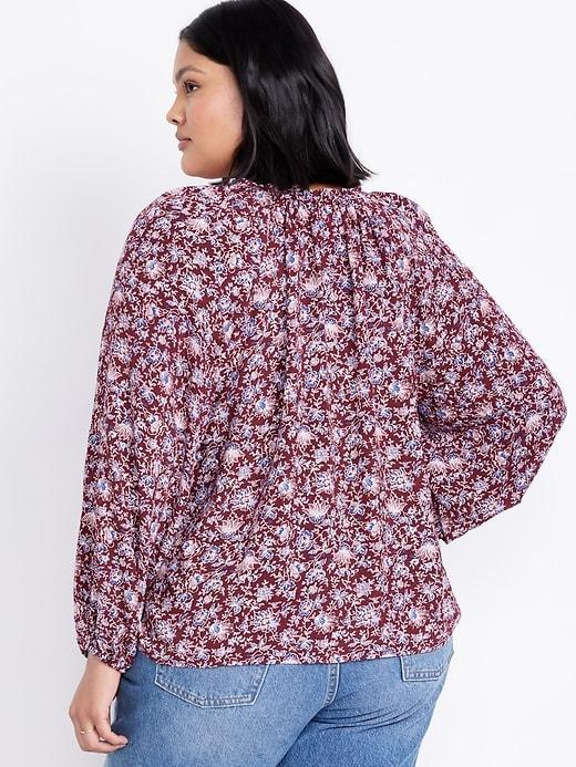 Ruffled Split-Neck Top Product Image