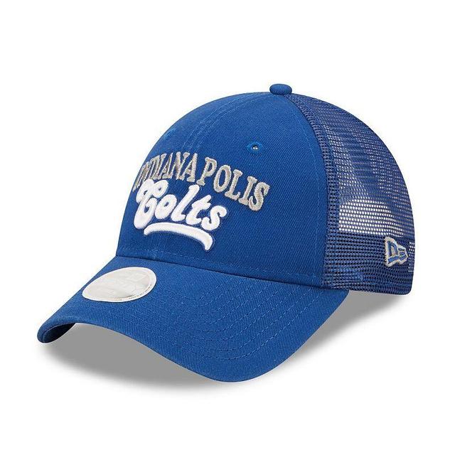 Womens New Era Royal Indianapolis Colts Team Trucker 9FORTY Snapback Hat Product Image