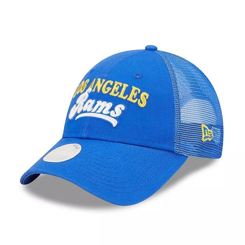 Womens New Era Royal Los Angeles Rams Team Trucker 9FORTY Snapback Hat Product Image