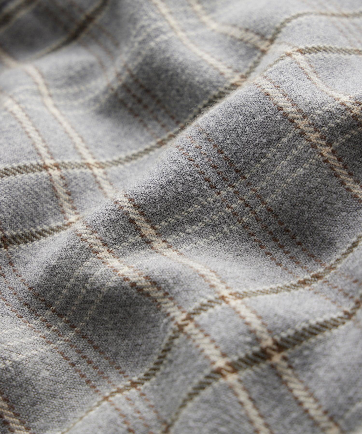 Relaxed Plaid Flannel Overshirt in Light Grey Product Image