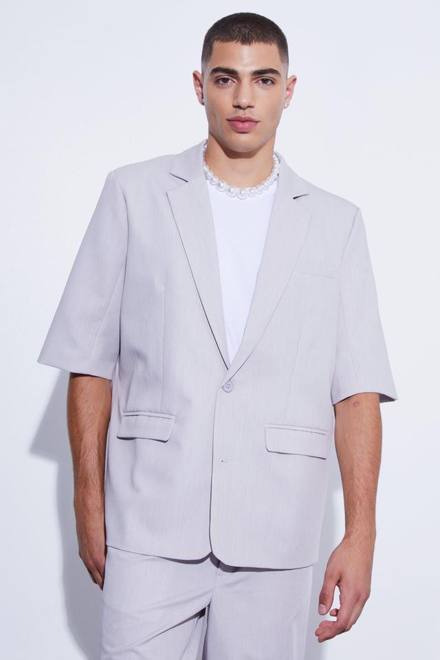 Short Sleeve Oversized Single Breasted Suit Jacket | boohooMAN USA Product Image