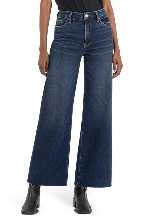 KUT from the Kloth Meg Fab Ab High Waist Raw Hem Ankle Wide Leg Jeans Product Image