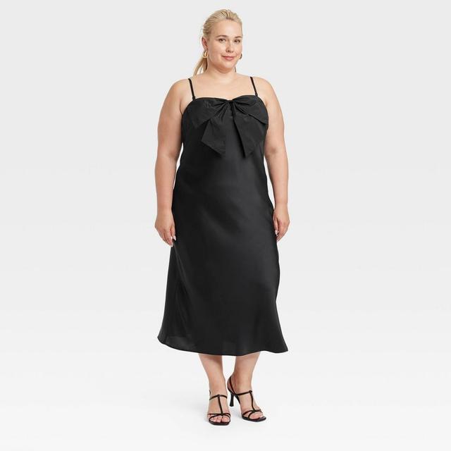 Womens Bow Midi Shift Dress - A New Day Black 4X Product Image