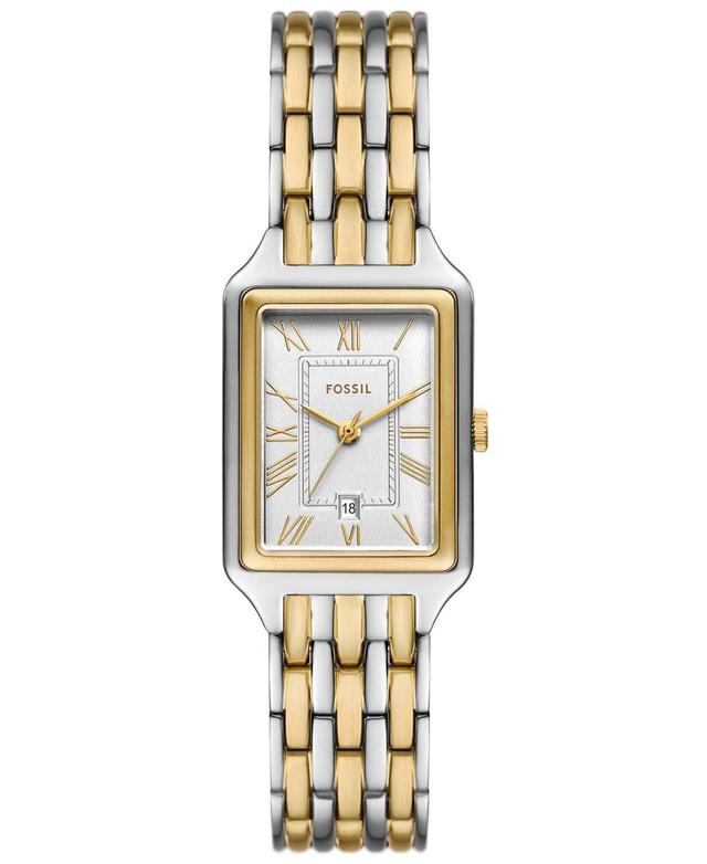 Fossil Womens Raquel Three-Hand Date Two Tone Stainless Steel Rectangular Bracelet Watch Product Image