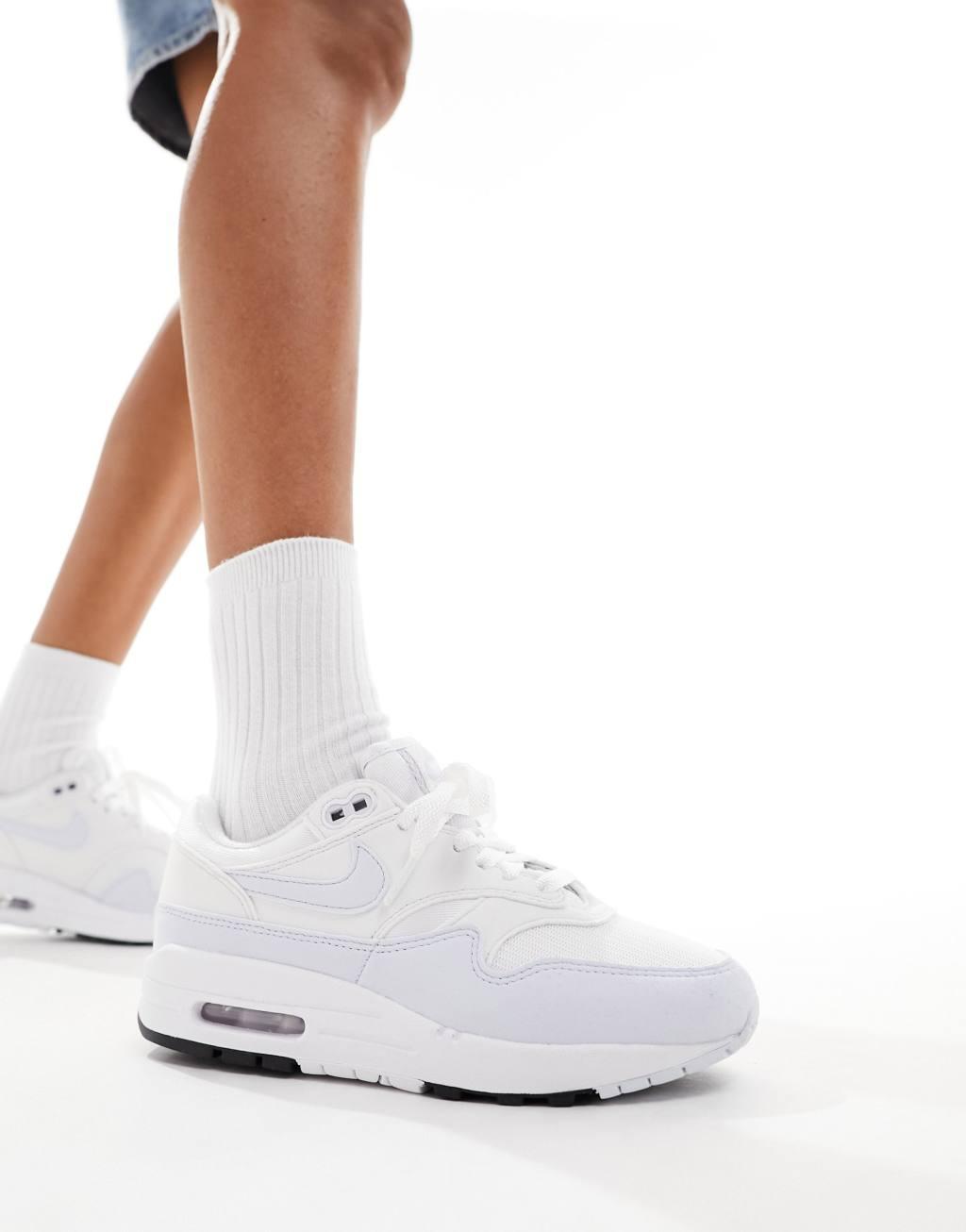 Nike Air Max 1 sneakers in white and light gray Product Image