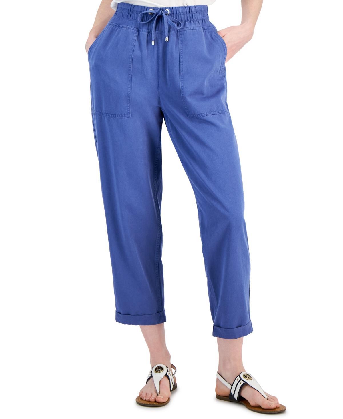 Tommy Hilfiger Womens High Rise Cuffed Twill Pants Product Image