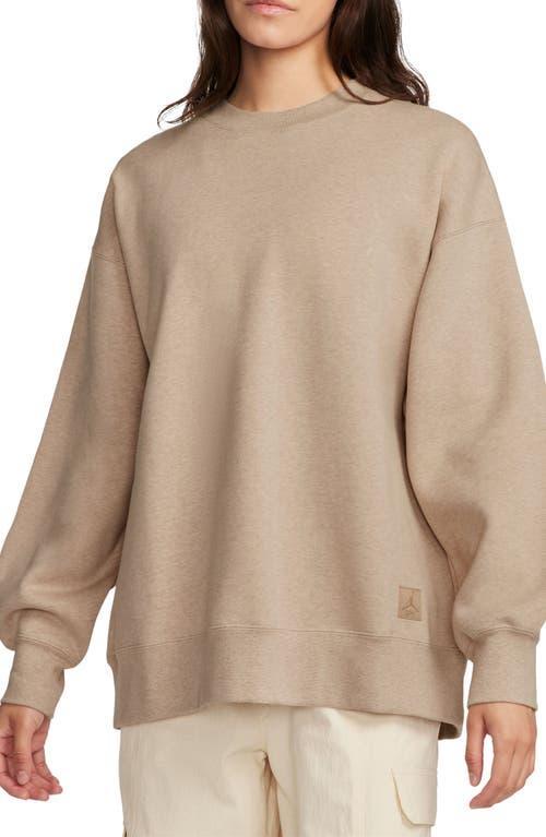 Jordan Womens Jordan Flight Fleece Crew - Womens Legend Medium Brown/Heather Product Image