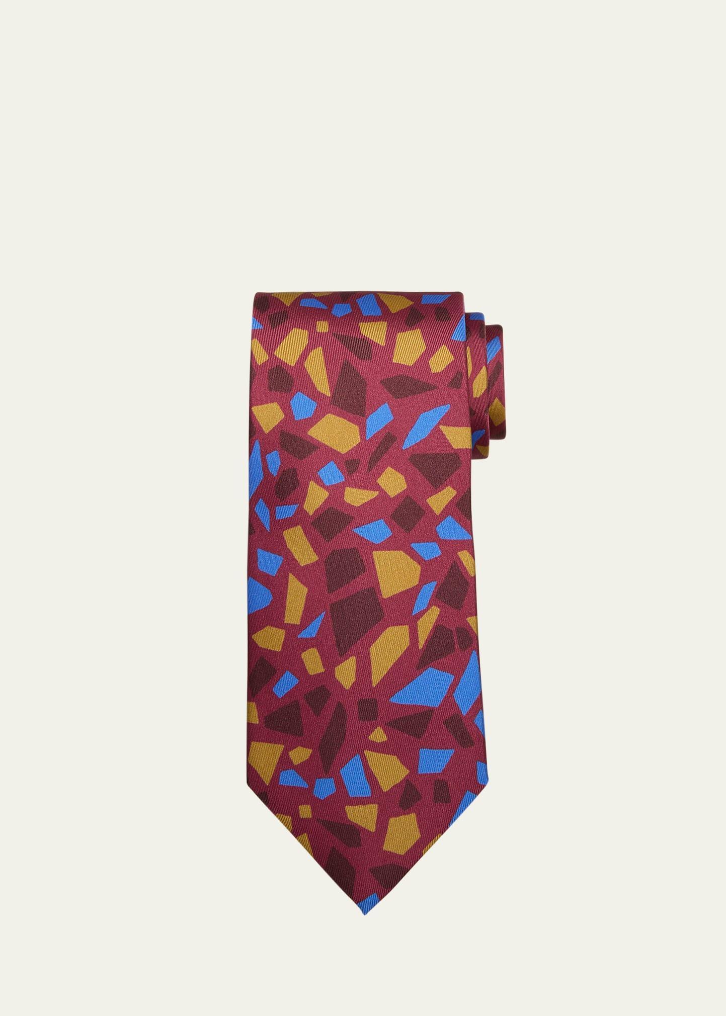 Mens Geometric-Print Silk Tie Product Image