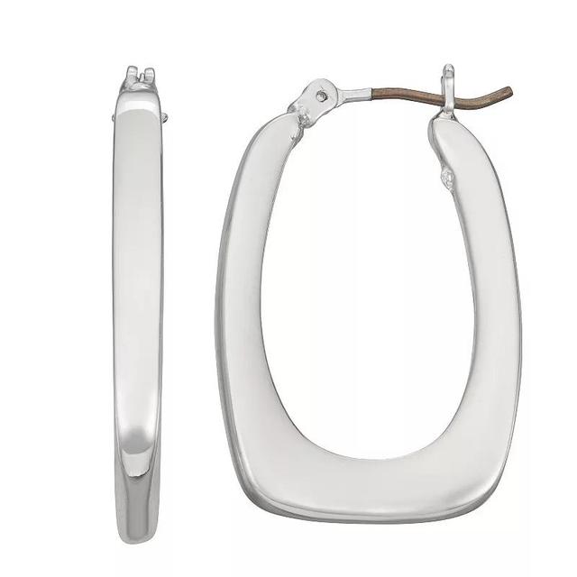 Napier Silver Tone Tailored Oval Hoop Earrings, Womens, Slv Product Image