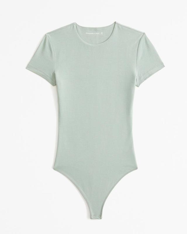 Cotton-Blend Seamless Fabric Tee Bodysuit Product Image