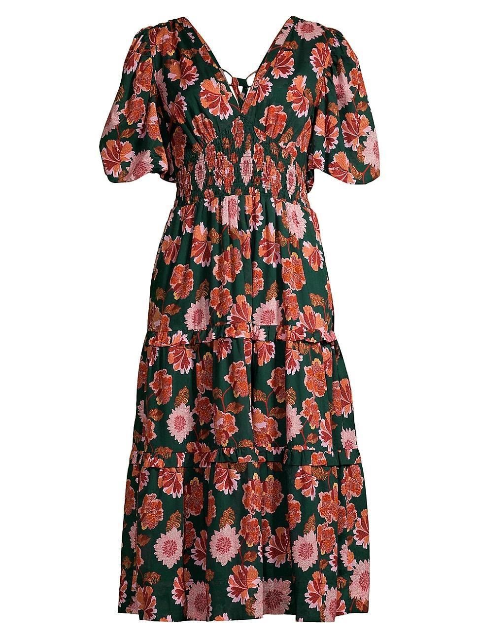 Womens Nellie Cotton Floral Midi-Dress Product Image