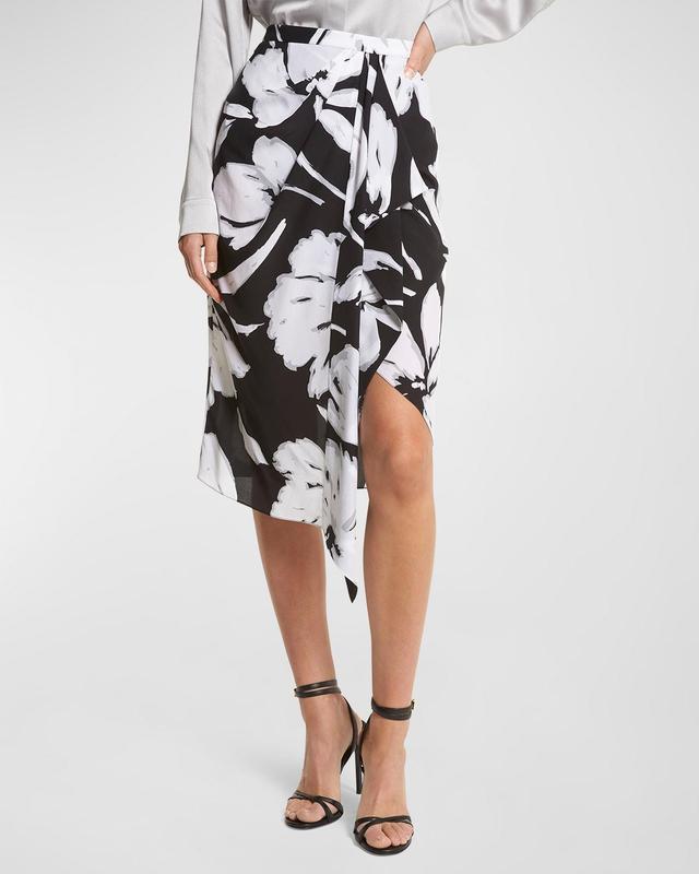 Womens Draped Floral Silk Skirt Product Image