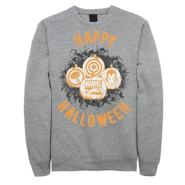 Mens Marvel Avengers Happy Halloween Pumpkins Sweatshirt Athletic Grey Product Image