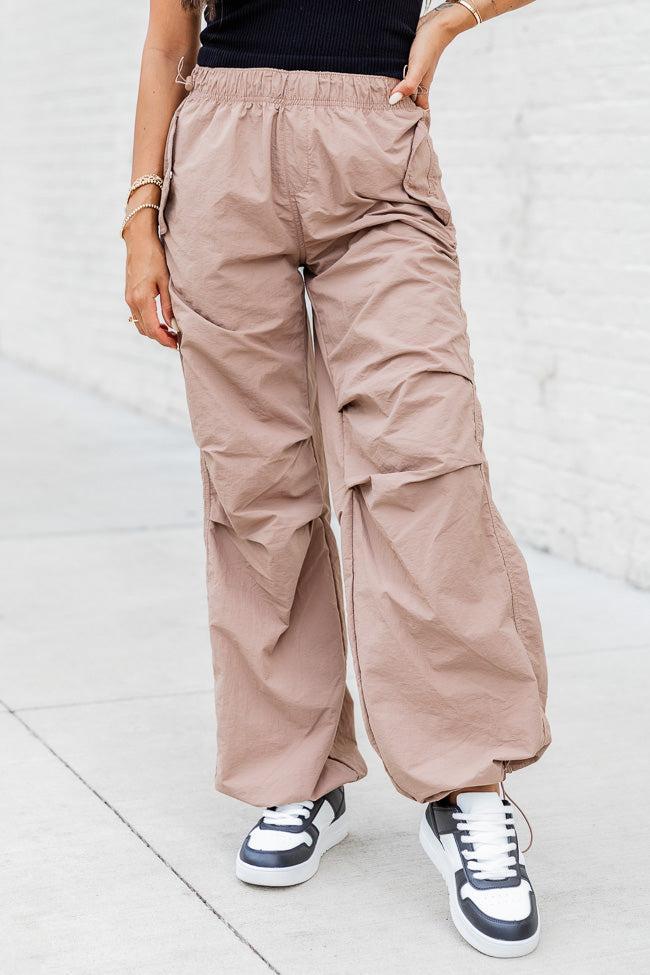 Can't Help Myself Taupe Nylon Parachute Pants Product Image