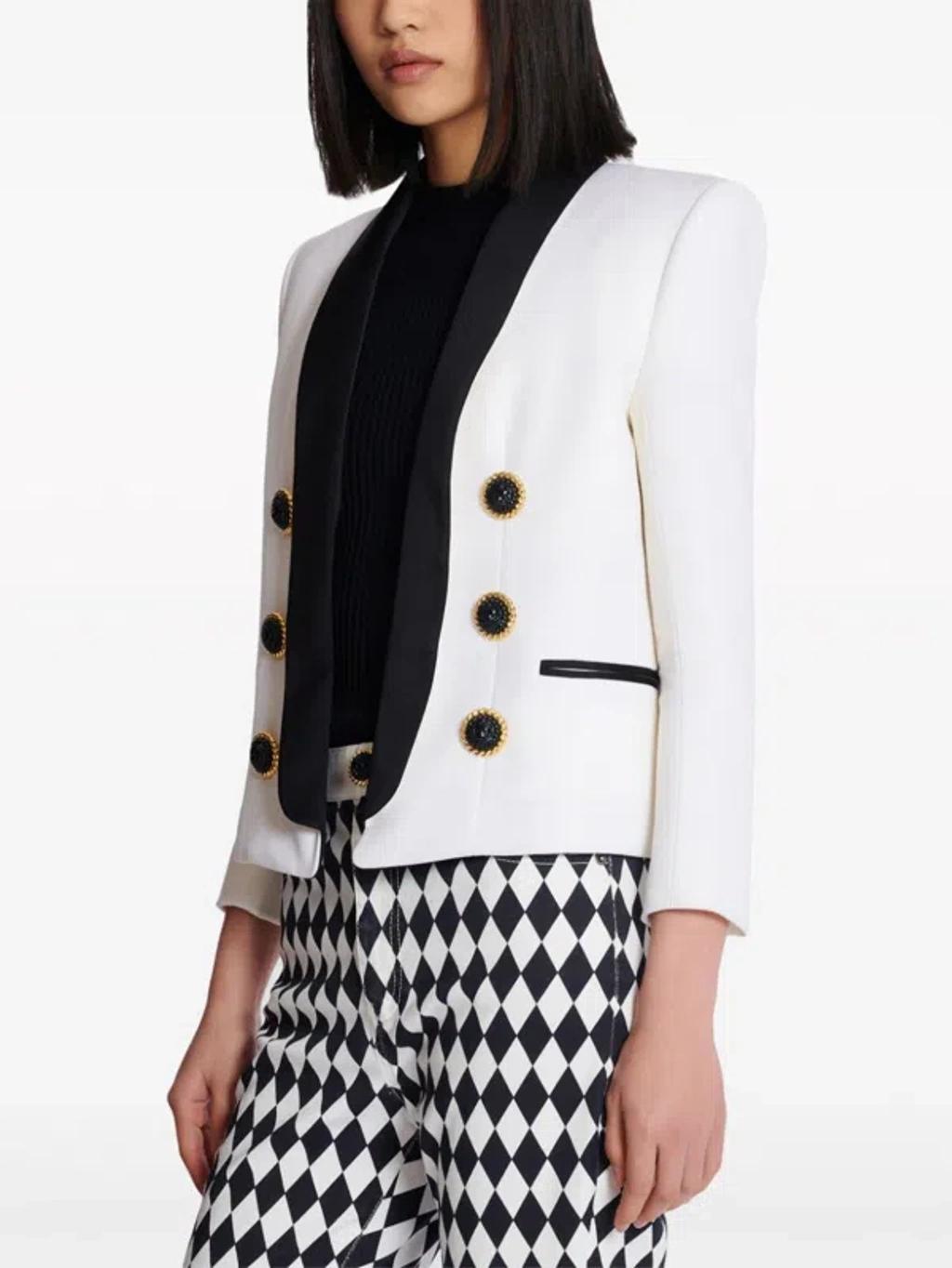 BALMAIN Two-tone Jacket In White Product Image