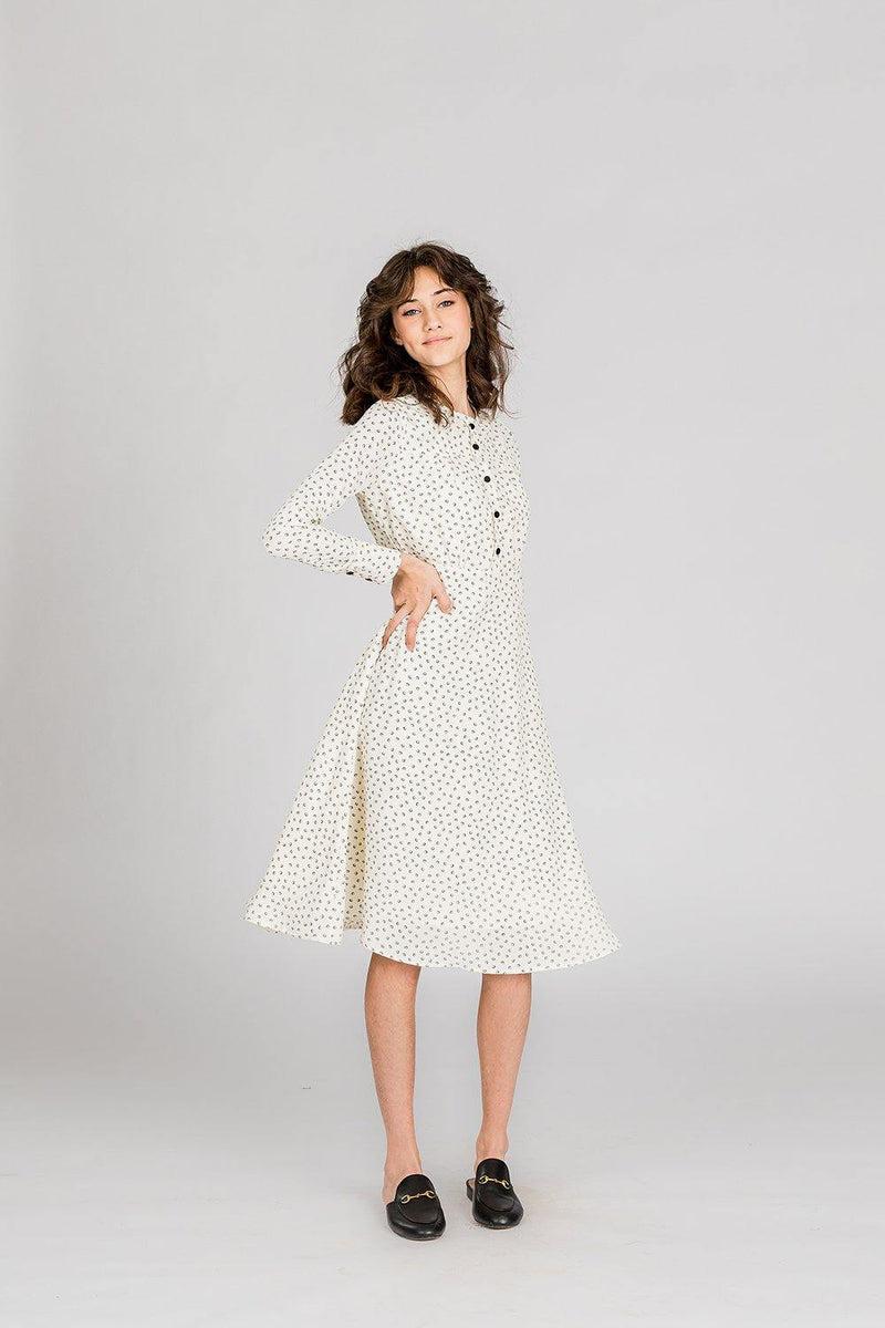 Note Button Front Print Dress Product Image