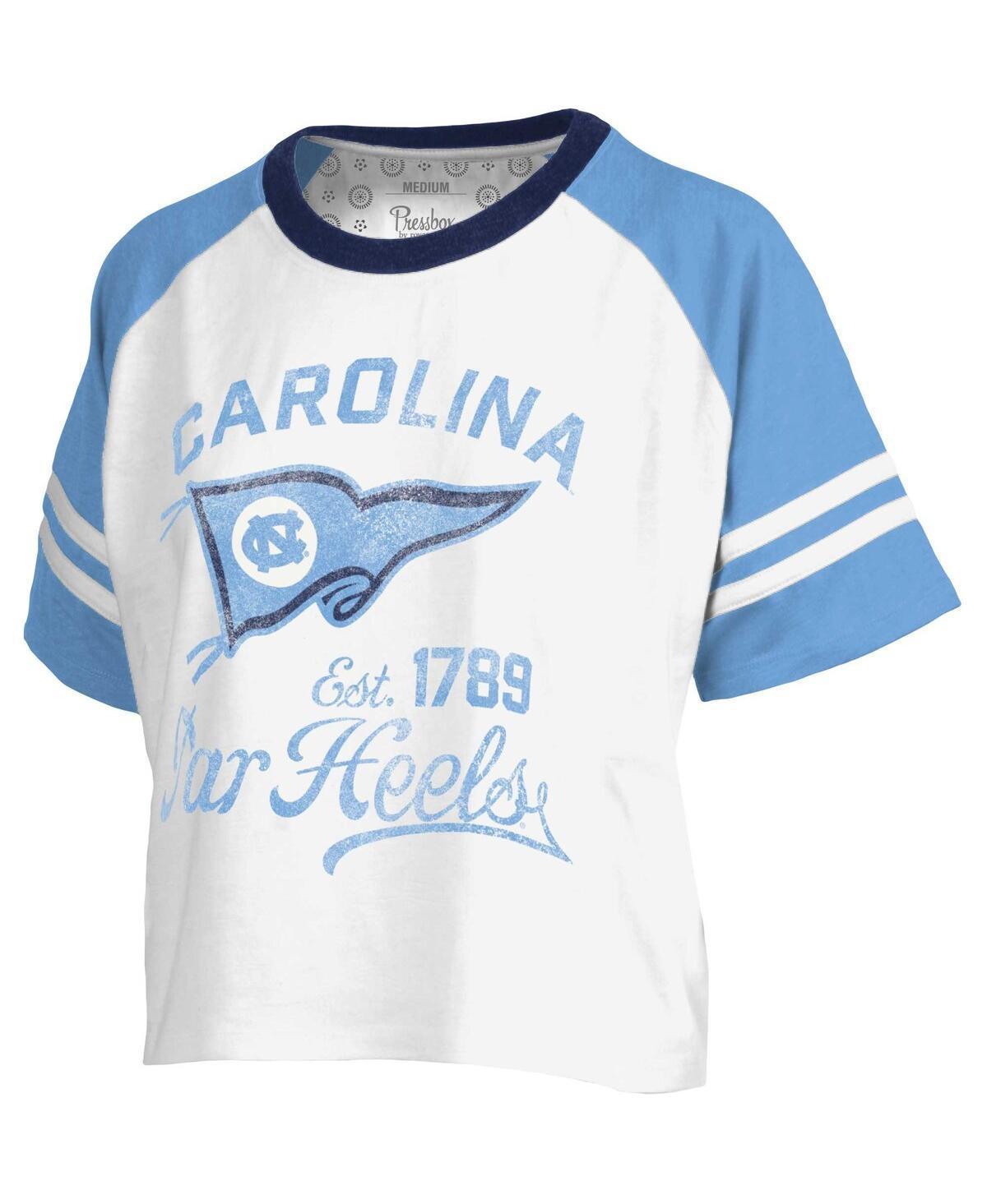 Womens Pressbox North Carolina Tar Heels Melange Beaumont Cropped Raglan T-Shirt Product Image