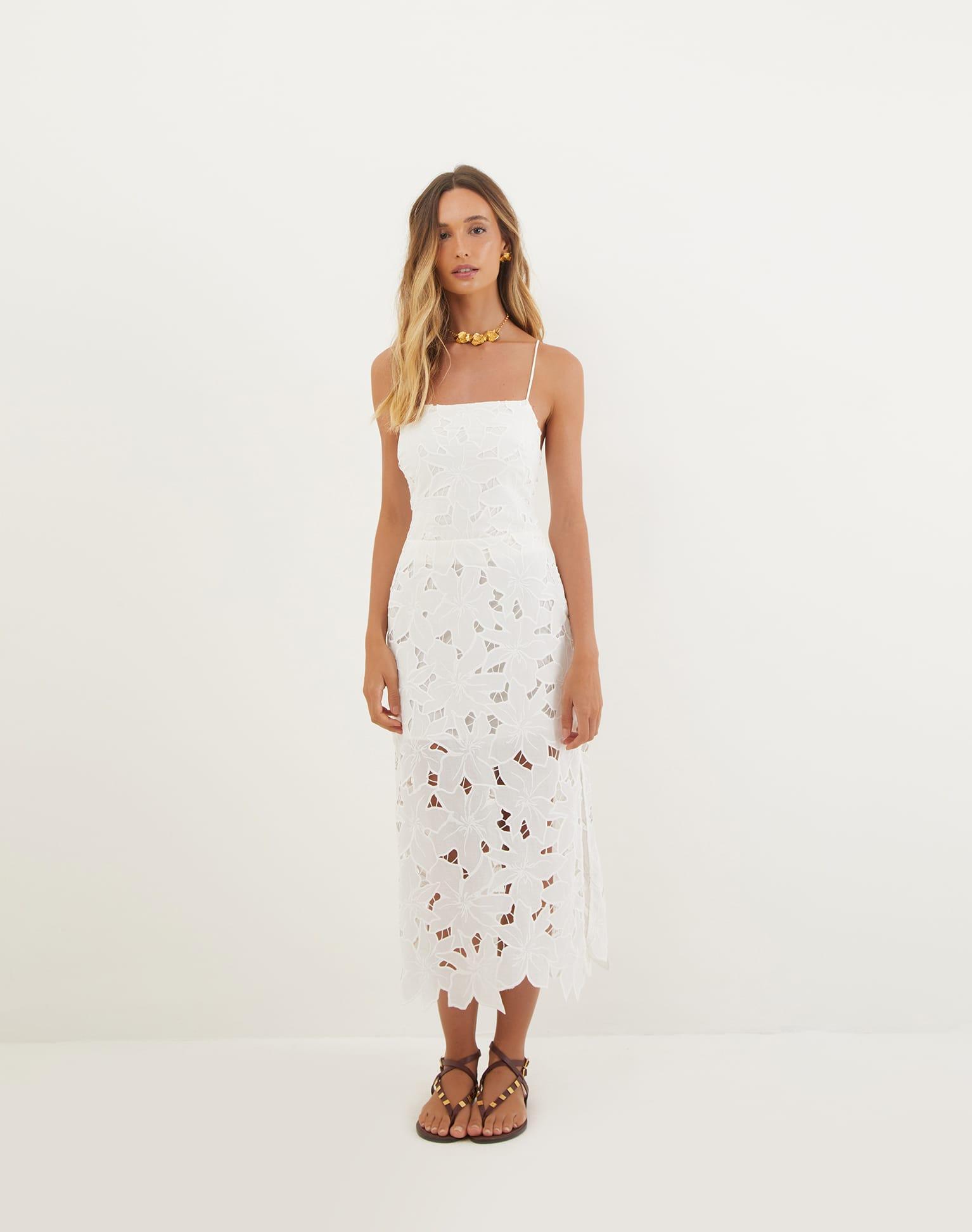 Mei Midi Dress - Off White Product Image