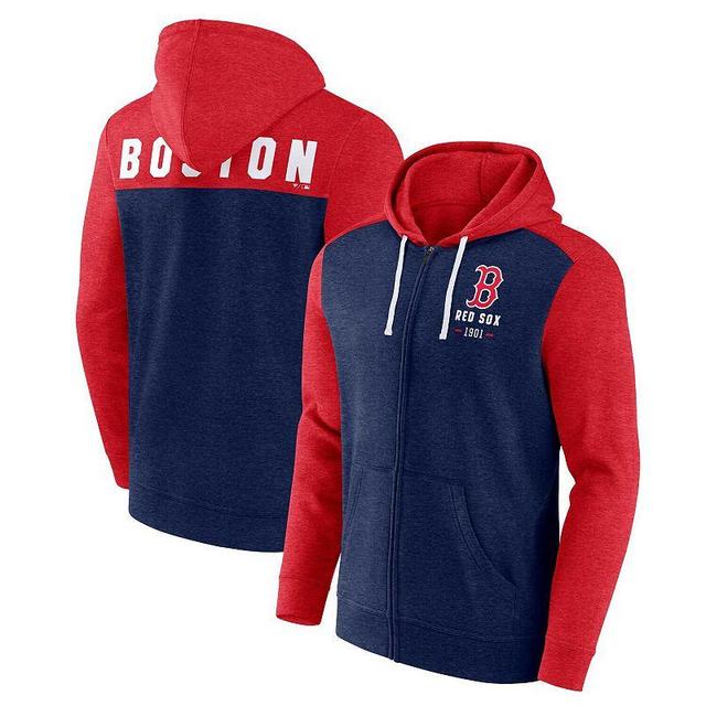 Mens Fanatics Branded Heathered /Heathered Red Boston Red Sox Blown Away Full-Zip Hoodie Blue Product Image