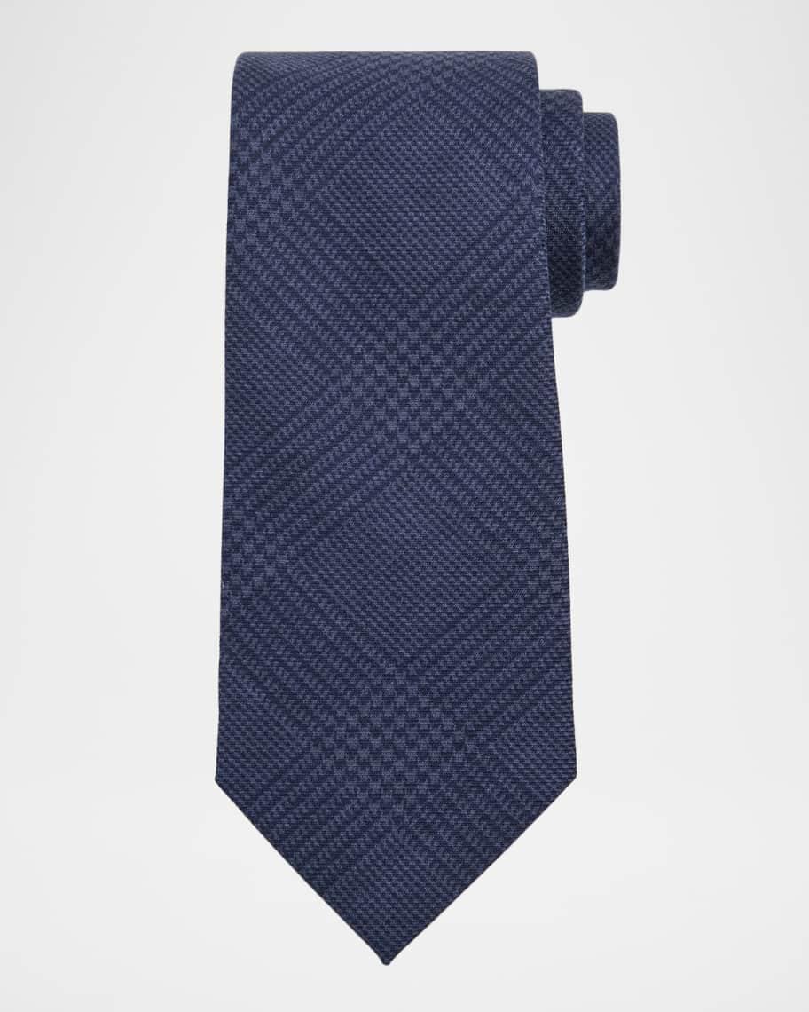 Men's Glen Plaid Print Cashmere Silk Tie Product Image