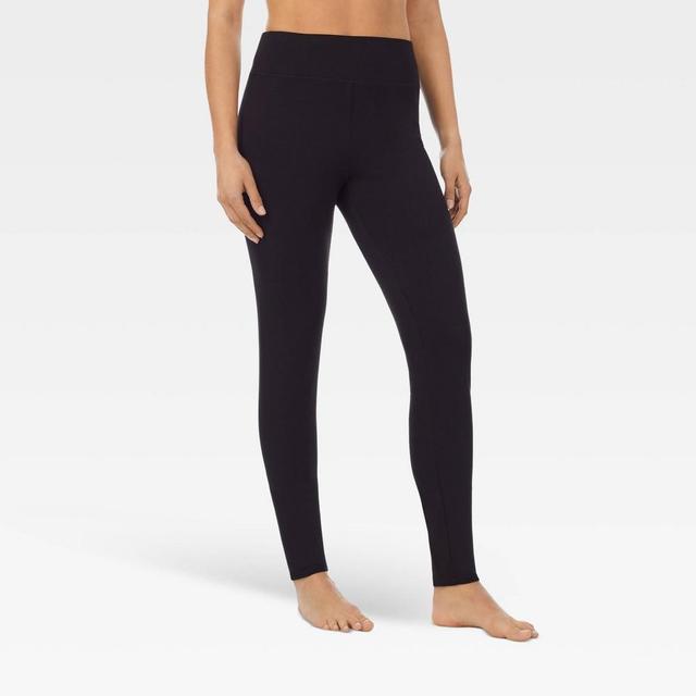 Warm Essentials by Cuddl Duds Womens Everyday Comfort High-Waist Thermal Leggings - Black Product Image