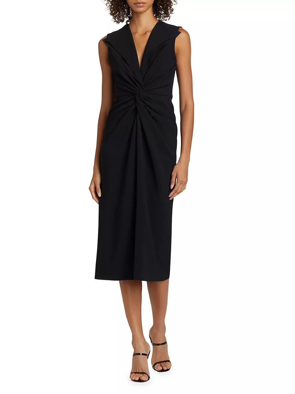 Womens Lily Twist-Front V-Neck Midi-Dress Product Image