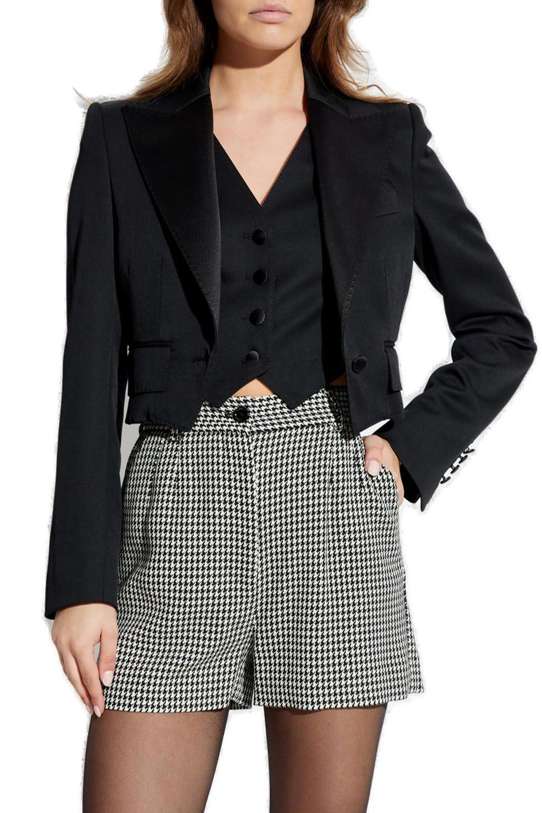 Wool Gabardine Short Jacket In Black Product Image