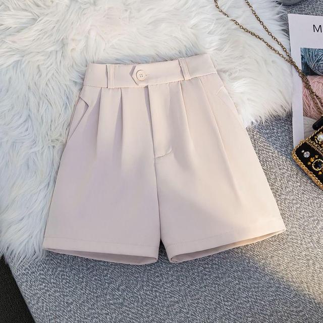 High Waist Plain Dress Shorts Product Image