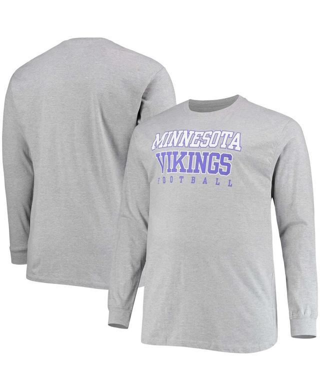 Men's Fanatics Branded Heathered Gray Minnesota Vikings Big & Tall Practice Long Sleeve T-Shirt Product Image