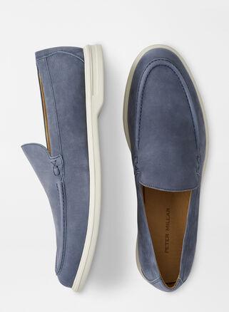 Peter Millar Mens Excursionist Nubuck Venetian Loafer | Color: Blue Pearl | Size: 10.5 Product Image