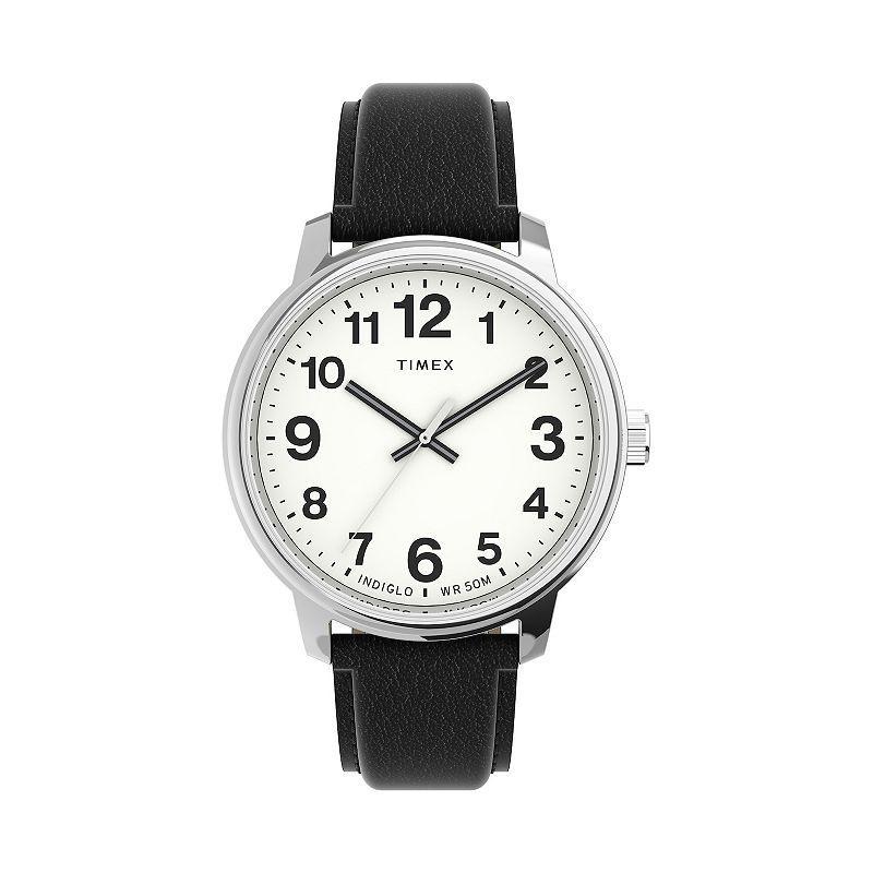 Mens Timex(R) 43mm Silver/Black Strap Easy Reader Watch-TW2V21200JT Product Image