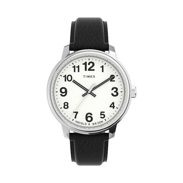 Timex Easy Reader 43 MM Mens Bold Leather Strap Watch - TW2V21200JT Black Product Image