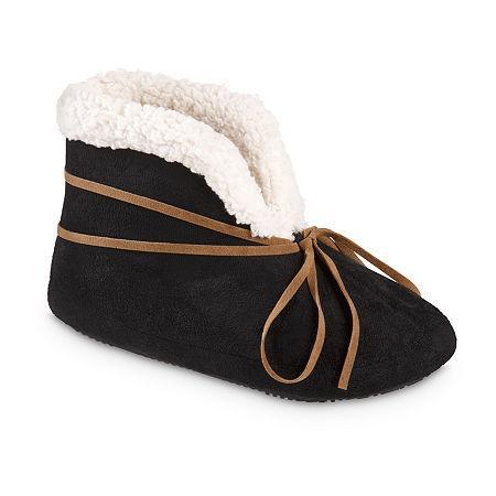isotoner Microsuede Rory Boot Womens Slippers Black Product Image