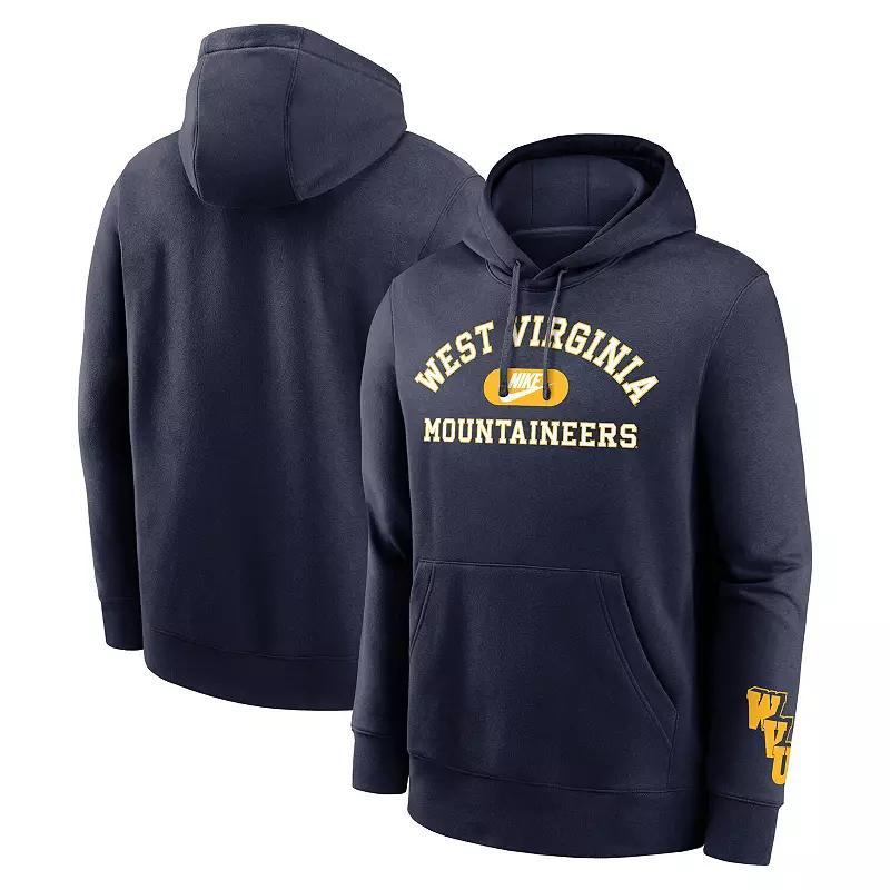 Mens Nike West Virginia Mountaineers Legacy Foundational Two-Hit Club Performance Pullover Hoodie Blue Product Image