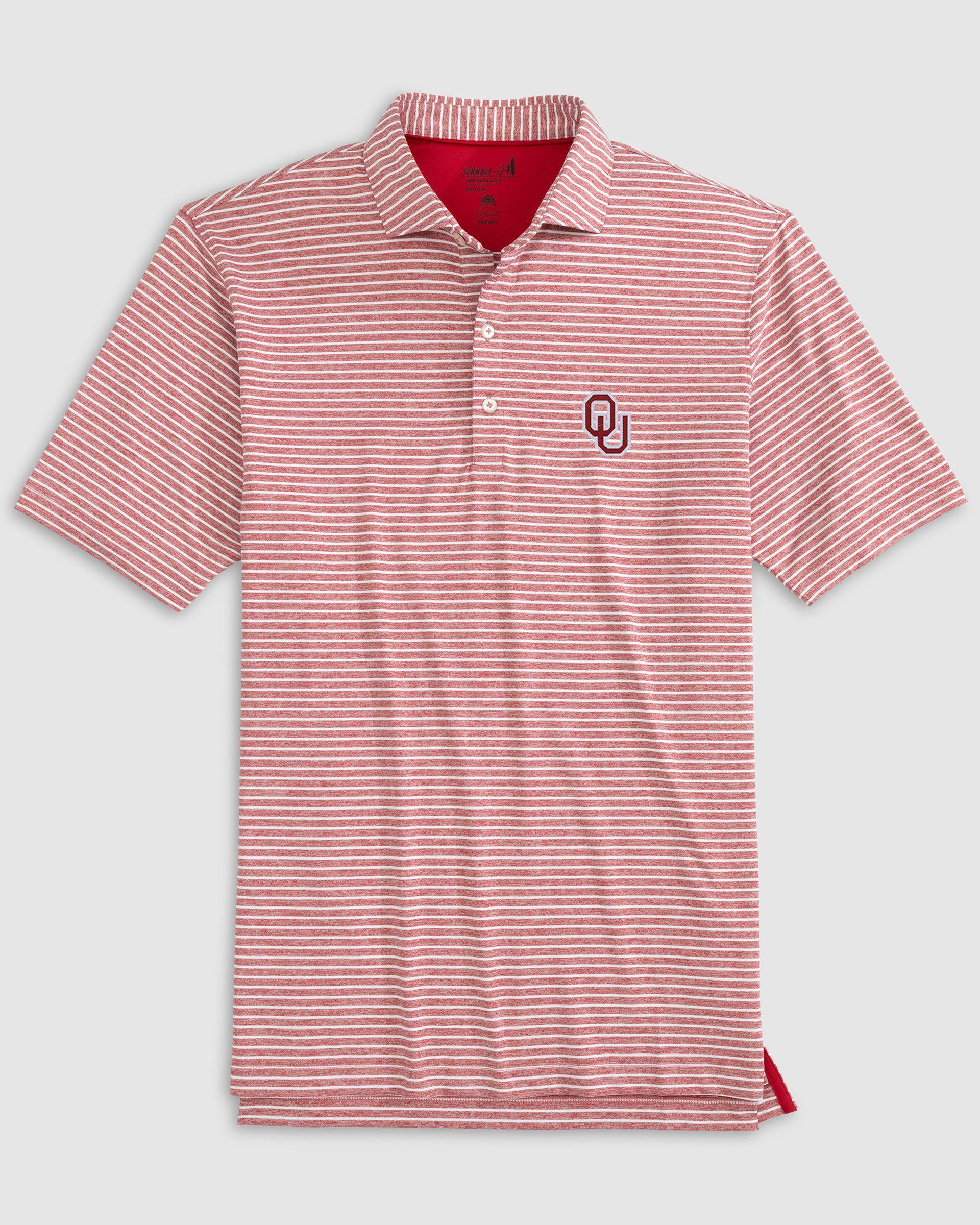 University of Oklahoma Clipperr Striped Jersey Performance Polo Male Product Image