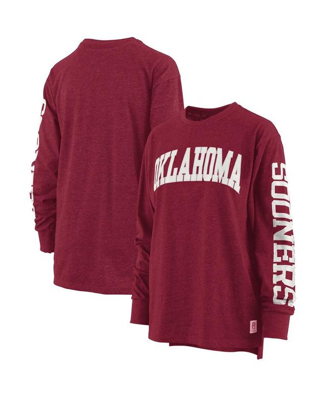 Womens Pressbox Crimson Oklahoma Sooners Plus Size Two-Hit Canyon Long Sleeve T-shirt Product Image