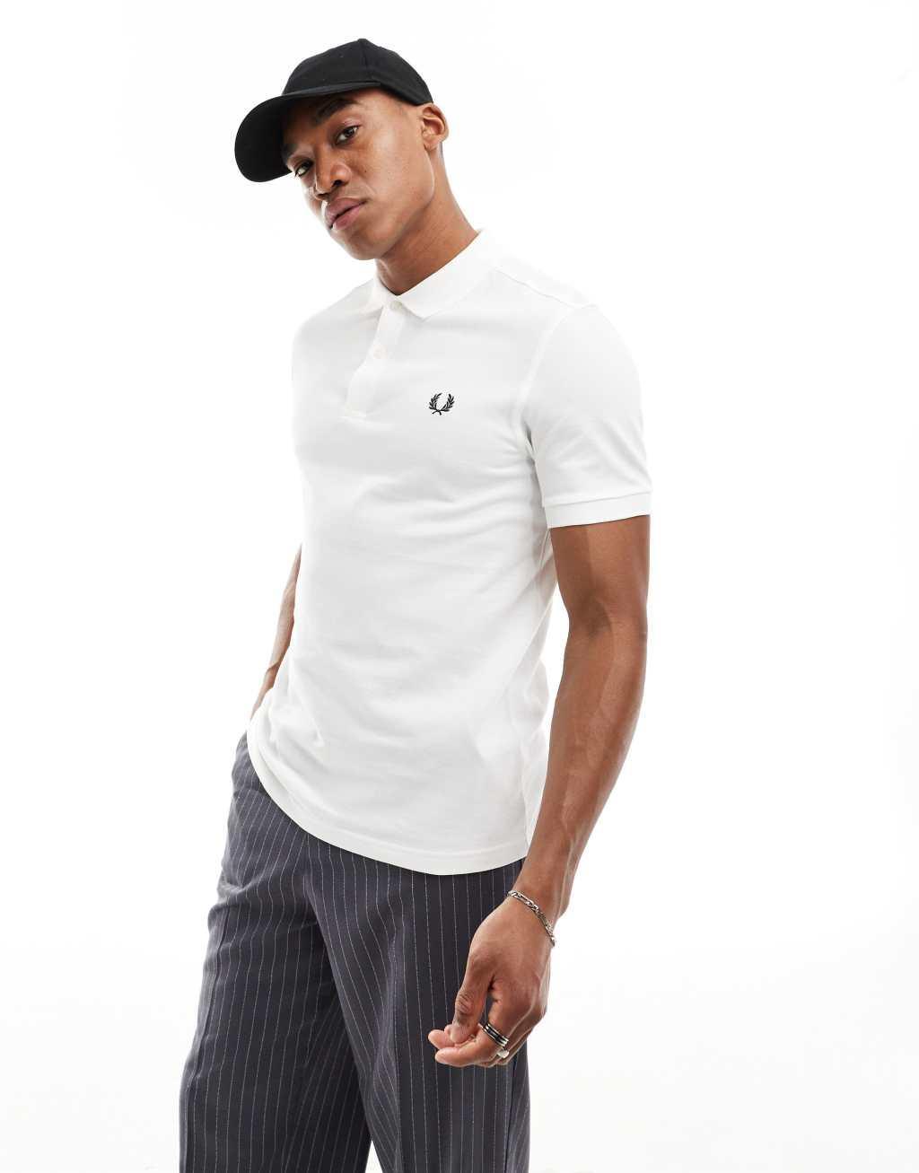 Fred Perry Slim Fit Solid Plain Polo Men's Short Sleeve Pullover Product Image